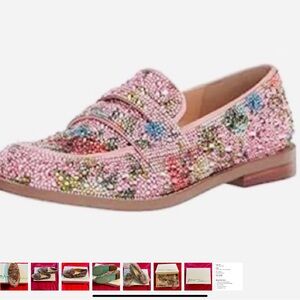 Betsey Johnson Pink Beaded Floral Loafers Price is firm